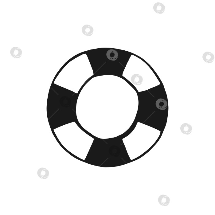 Скачать Надувной круг. Векторная иллюстрация, нарисованная от руки. Линия в художественном стиле, изолированная на белом фоне. фотосток Ozero