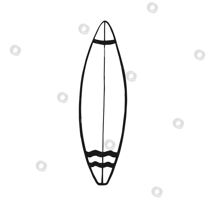 Скачать Доска для серфинга. Векторная иллюстрация, нарисованная от руки. Стиль линейного искусства, изолированный на белом фоне. фотосток Ozero