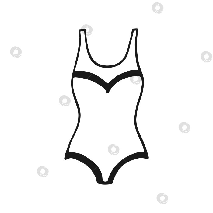 Скачать Купальник. Векторная иллюстрация, нарисованная вручную. Стиль линейного искусства изолирован на белом фоне. фотосток Ozero