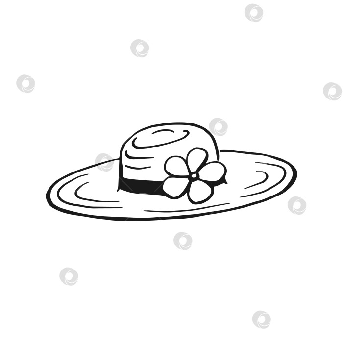 Скачать Черно-белая шляпа на белом фоне. Векторная иллюстрация, нарисованная от руки. фотосток Ozero