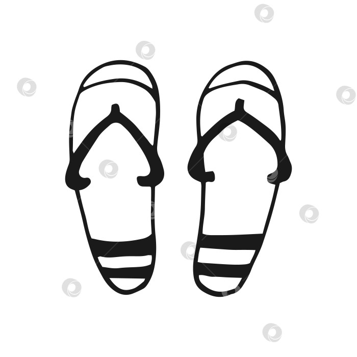 Скачать Флип-флоп. Векторная иллюстрация, нарисованная от руки. Стиль линейного искусства изолирован на белом фоне. фотосток Ozero