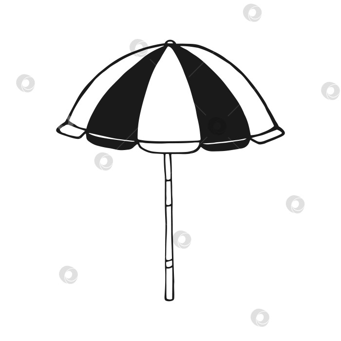 Скачать Черно-белый зонтик на белом фоне. Векторная иллюстрация, нарисованная от руки. фотосток Ozero