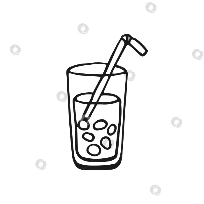 Скачать Коктейль. Векторная иллюстрация, нарисованная вручную. Стиль линейного искусства изолирован на белом фоне. фотосток Ozero