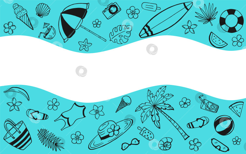 Скачать Летний плакат, нарисованный от руки. Шаблон дизайна моря и океана. Шаблоны векторных открыток. фотосток Ozero