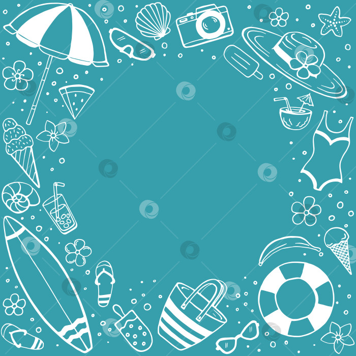 Скачать Летний плакат, нарисованный от руки. Шаблон дизайна моря и океана. Шаблоны векторных открыток. фотосток Ozero