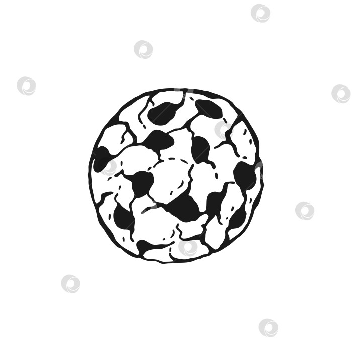 Скачать Круглое овсяное печенье. Домашнее печенье. Черно-белая векторная иллюстрация, нарисованная от руки. фотосток Ozero