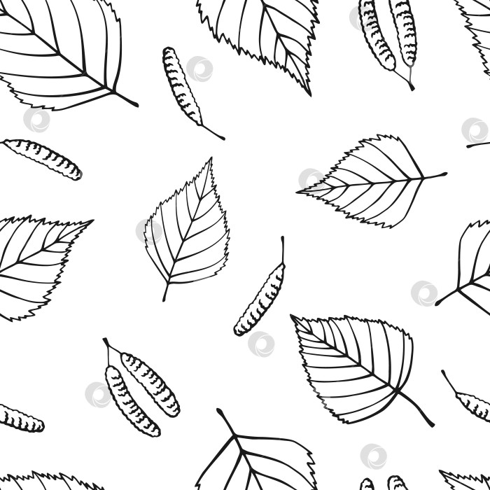 Скачать Бесшовный узор с осенними березовыми листьями. Фон осенних праздников. Векторная иллюстрация, нарисованная вручную. фотосток Ozero
