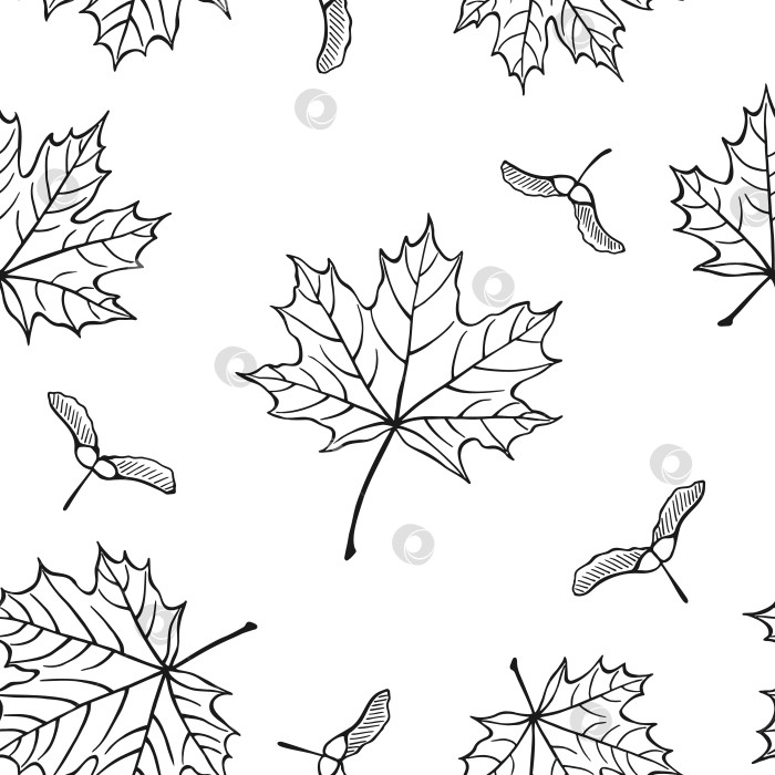 Скачать Бесшовный узор с осенними кленовыми листьями. Фон осенних праздников. Векторная иллюстрация, нарисованная от руки. фотосток Ozero