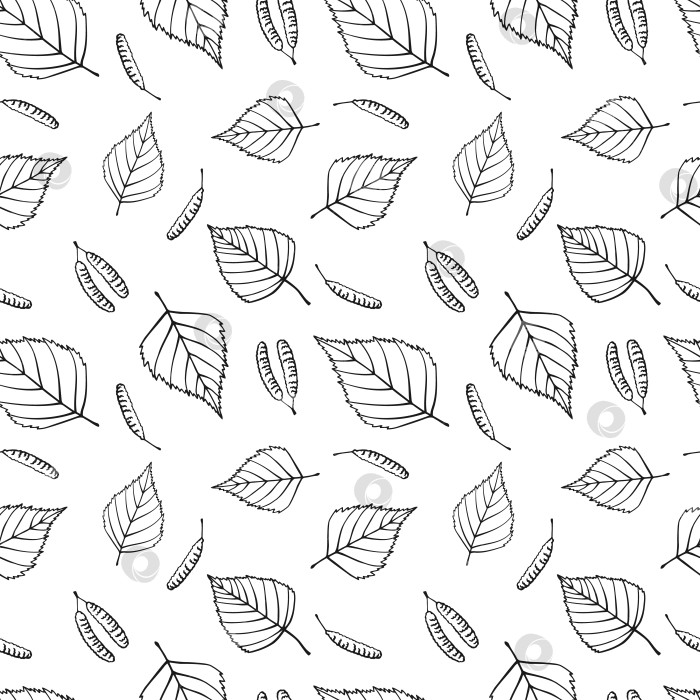 Скачать Бесшовный узор с осенними березовыми листьями. Фон осенних праздников. Векторная иллюстрация, нарисованная вручную. фотосток Ozero