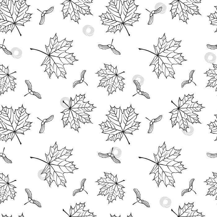 Скачать Бесшовный узор с осенними кленовыми листьями. Фон осенних праздников. Векторная иллюстрация, нарисованная от руки. фотосток Ozero
