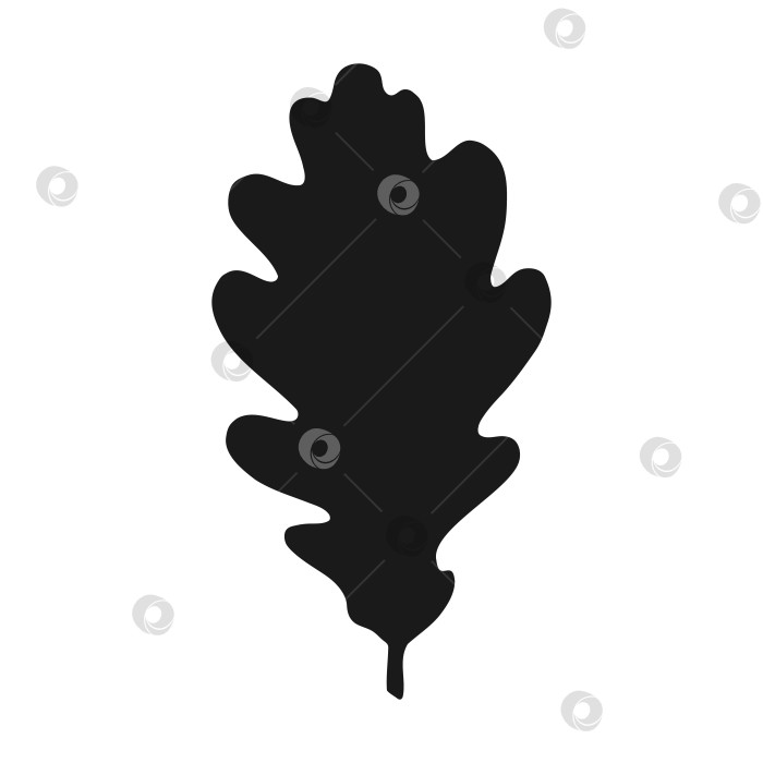 Скачать Силуэт дубового листа. Осенняя векторная иллюстрация, нарисованная от руки. фотосток Ozero