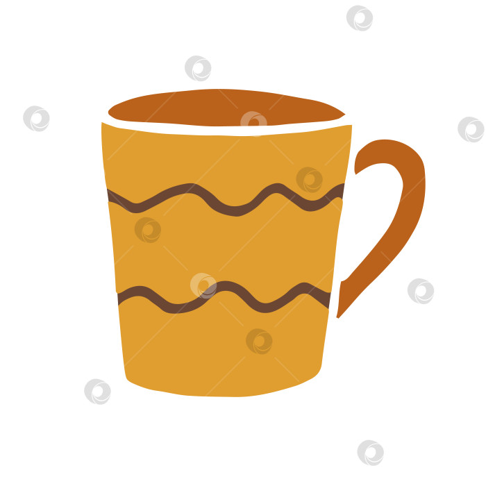 Скачать Кружка с рисованной чашкой. Чашка в мультяшном стиле с каракулями. Векторная иллюстрация изолирована. фотосток Ozero