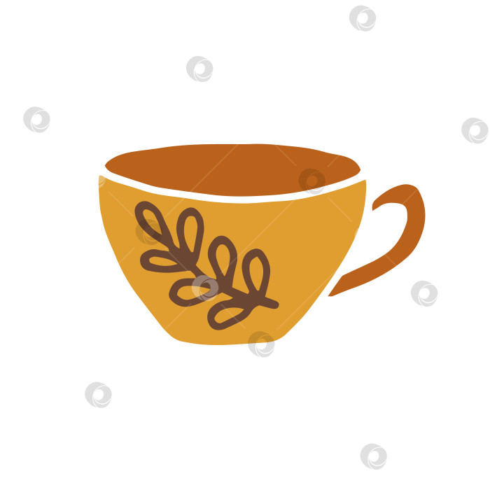 Скачать Кружка с рисованной чашкой. Чашка в мультяшном стиле с каракулями. Векторная иллюстрация изолирована. фотосток Ozero