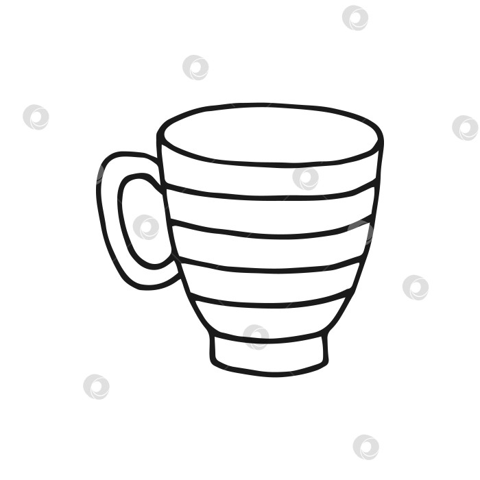 Скачать Кружка с ручной росписью. Чашка в стиле каракулей. Векторная иллюстрация, изолированная на белом фоне. фотосток Ozero