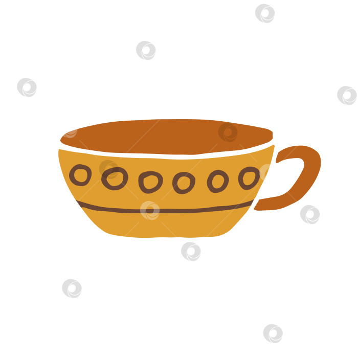 Скачать Кружка с рисованной чашкой. Чашка в мультяшном стиле с каракулями. Векторная иллюстрация изолирована. фотосток Ozero