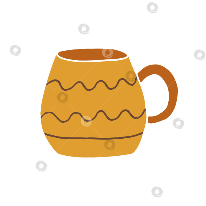 Скачать Кружка с рисованной чашкой. Чашка в мультяшном стиле с каракулями. Векторная иллюстрация изолирована. фотосток Ozero