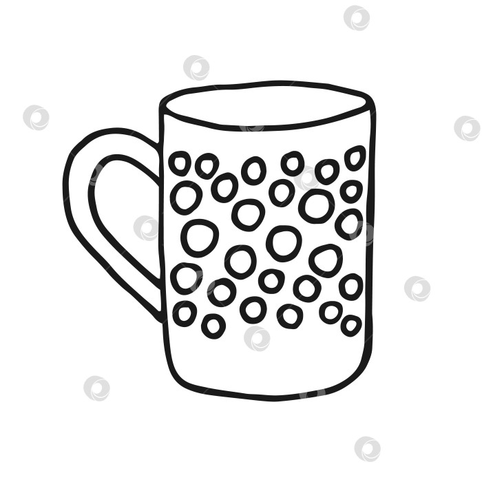 Скачать Кружка с ручной росписью. Чашка в стиле каракулей. Векторная иллюстрация, изолированная на белом фоне. фотосток Ozero