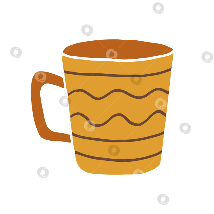 Скачать Кружка с рисованной чашкой. Чашка в мультяшном стиле с каракулями. Векторная иллюстрация изолирована. фотосток Ozero