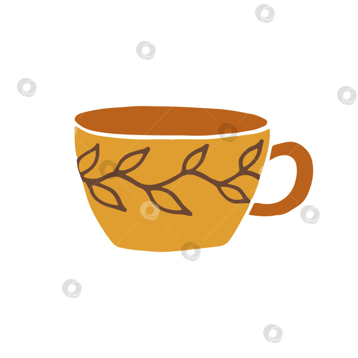 Скачать Кружка с рисованной чашкой. Чашка в мультяшном стиле с каракулями. Векторная иллюстрация изолирована. фотосток Ozero