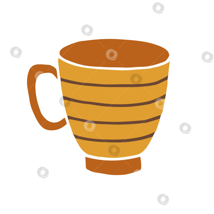 Скачать Кружка с рисованной чашкой. Чашка в мультяшном стиле с каракулями. Векторная иллюстрация изолирована. фотосток Ozero