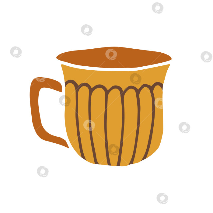 Скачать Кружка с рисованной чашкой. Чашка в мультяшном стиле с каракулями. Векторная иллюстрация изолирована. фотосток Ozero