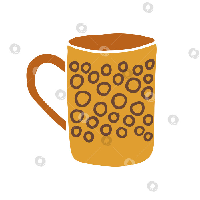 Скачать Кружка с рисованной чашкой. Чашка в мультяшном стиле с каракулями. Векторная иллюстрация изолирована. фотосток Ozero