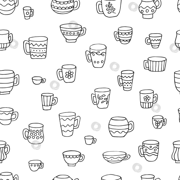 Скачать Бесшовный узор с милой чашечкой. Кружка с рисунком "Уютный дом". фотосток Ozero