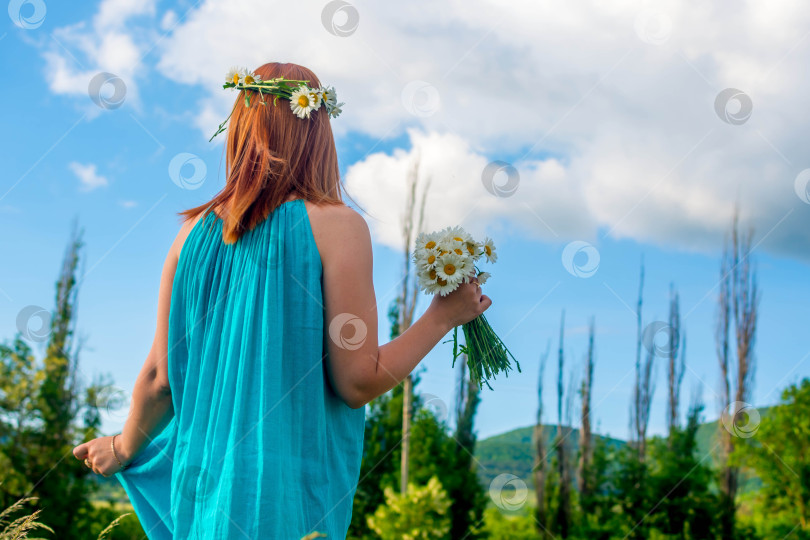Скачать Девушка в маргаритках фотосток Ozero