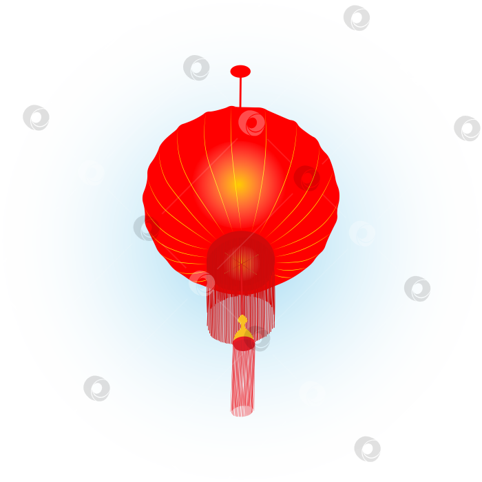Скачать Праздничный китайский фонарь. Круглый красный фонарь с бахромой. Векторная иллюстрация. фотосток Ozero