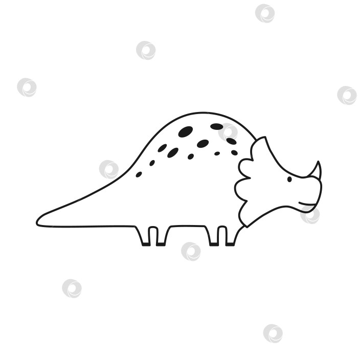 Скачать Симпатичный динозавр в схематичном виде. Забавный мультяшный динозаврик. Векторные рисунки, нарисованные от руки, для детей фотосток Ozero