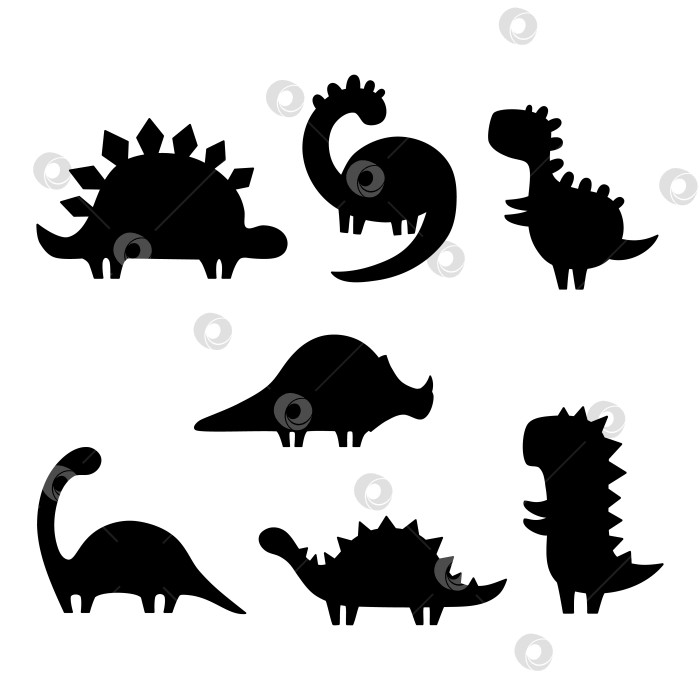 Скачать Набор силуэтов динозавров. Векторная иллюстрация, выделенная на белом фоне фотосток Ozero