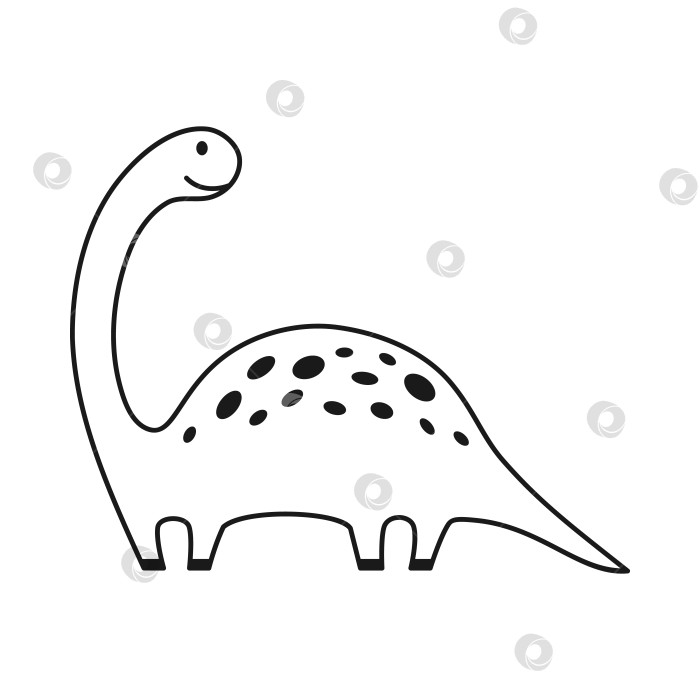 Скачать Симпатичный динозавр в схематичном виде. Забавный мультяшный динозаврик. Векторные рисунки, нарисованные от руки, для детей фотосток Ozero