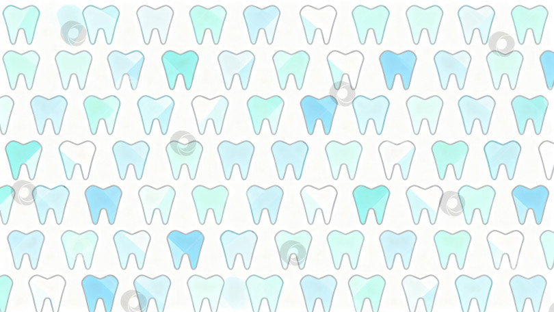 Скачать Абстрактный повторяющийся узор из зубов в голубых и бирюзовых оттенках для медицинского или стоматологического дизайна фотосток Ozero