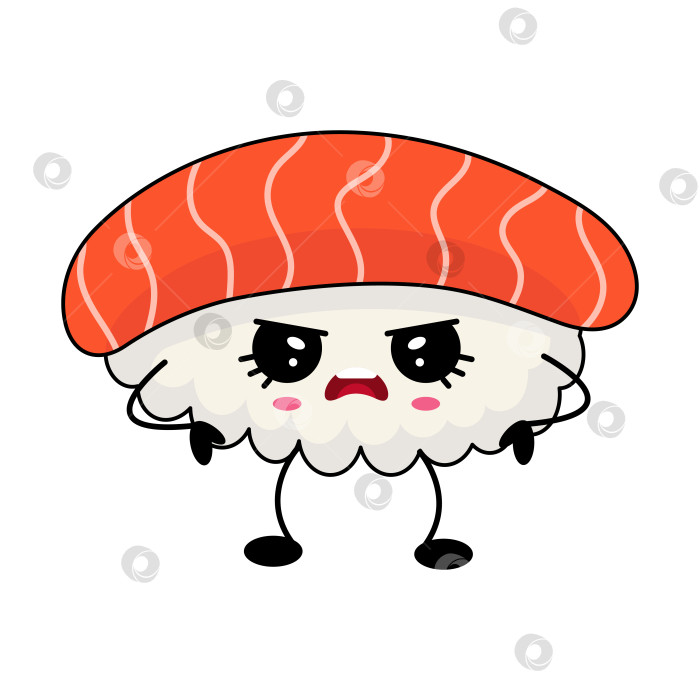 Скачать Простой фон подчеркивает бунтарский характер суши из лосося с сердитым выражением лица фотосток Ozero