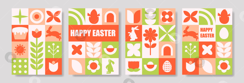 Скачать Праздничная витрина с яйцами и кроликами. Яркое сезонное оформление, демонстрирующее весеннюю символику фотосток Ozero