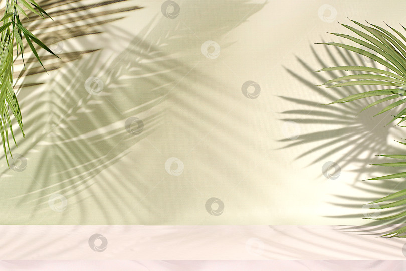 Скачать Абстрактный художественный минималистичный фон для презентации косметической продукции, премиальный пустой подиум с тенями на солнечном элегантном фоне, шаблон дизайна и баннер для экрана, подиум на пьедестале фотосток Ozero