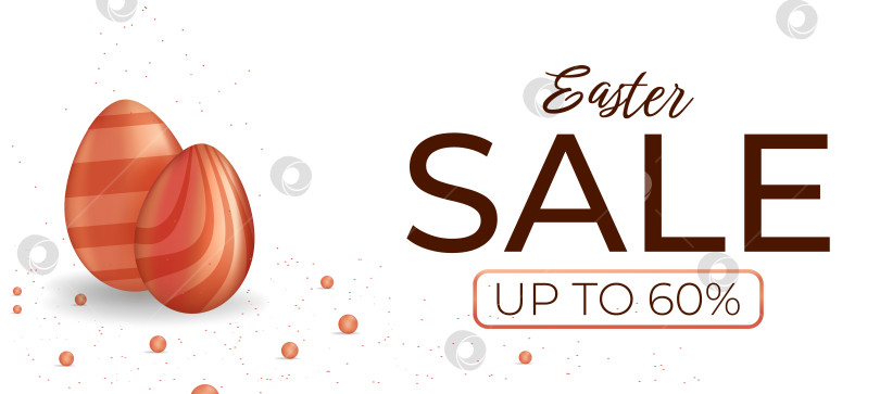 Скачать Баннер с бронзовыми пасхальными яйцами с узорами. Баннер для пасхальной распродажи. Редактируемый шаблон. фотосток Ozero