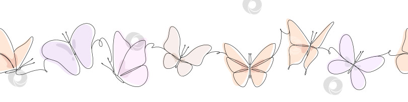 Скачать Бесшовная горизонтальная кайма с бабочками фотосток Ozero