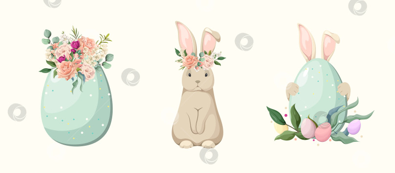Скачать Набор милых пасхальных элементов фотосток Ozero