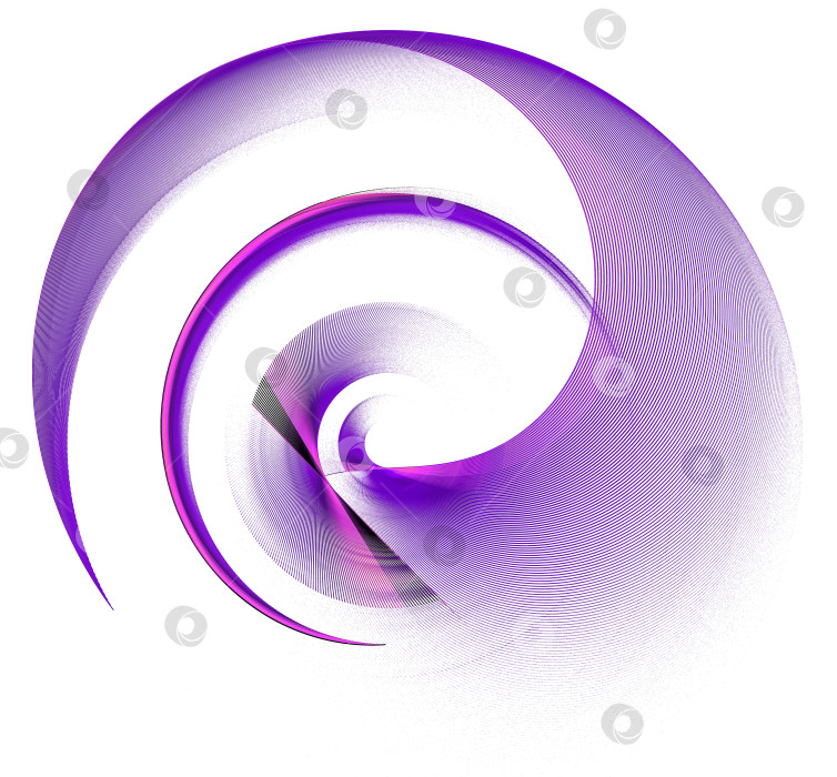 Скачать Абстрактные фиолетовые дугообразные полосатые лезвия вращаются на белом фоне. Иконка, логотип, символ, вывеска. 3D-рендеринг. 3D-иллюстрация. фотосток Ozero