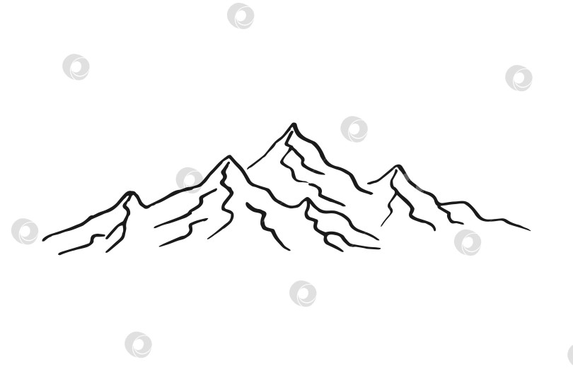 Скачать Горы. Нарисованные от руки скалистые вершины. Векторная иллюстрация. фотосток Ozero