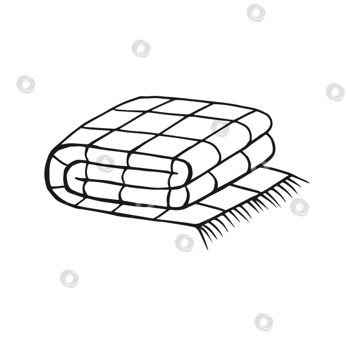 Скачать Сложенный плед. Векторная иллюстрация, нарисованная от руки. фотосток Ozero