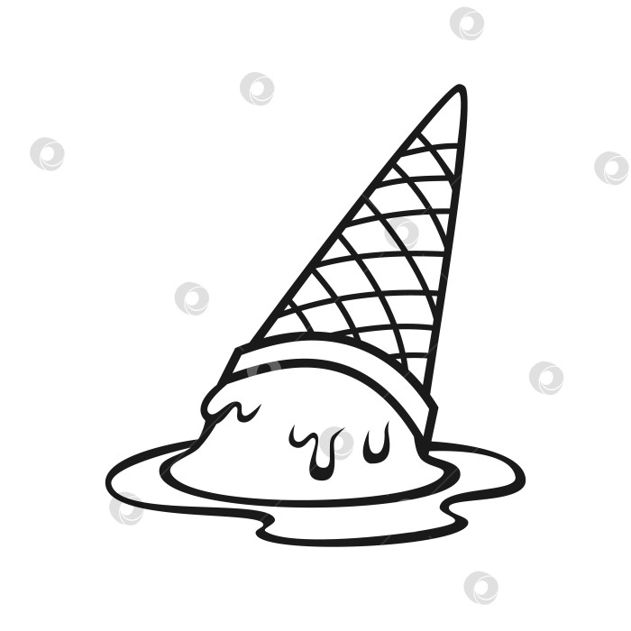 Скачать Растаявшее мороженое - векторная контурная иллюстрация рисунков на белом фоне фотосток Ozero