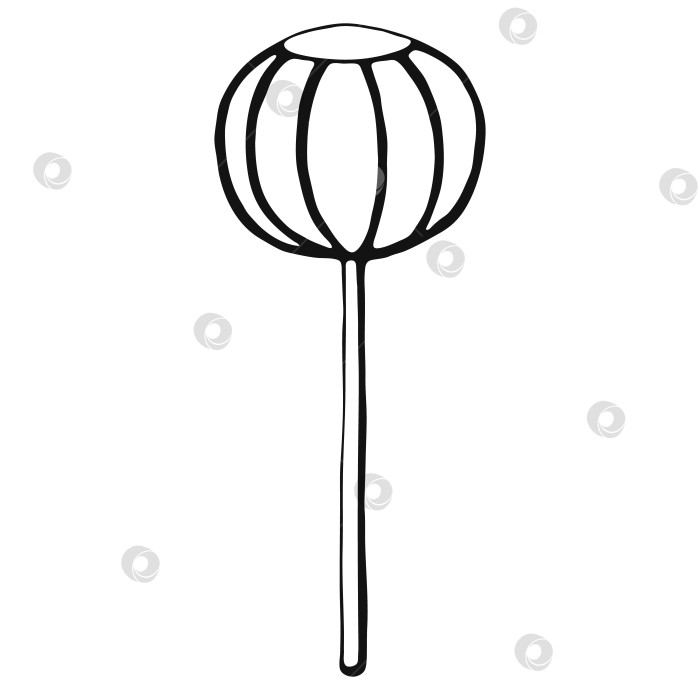 Скачать Леденец на палочке. Элементы сладкого рисунка, нарисованные от руки. Векторная иллюстрация на белом фоне. фотосток Ozero