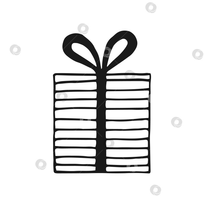 Скачать Подарочная коробка с разными бантиками. Векторная иллюстрация, нарисованная от руки. фотосток Ozero