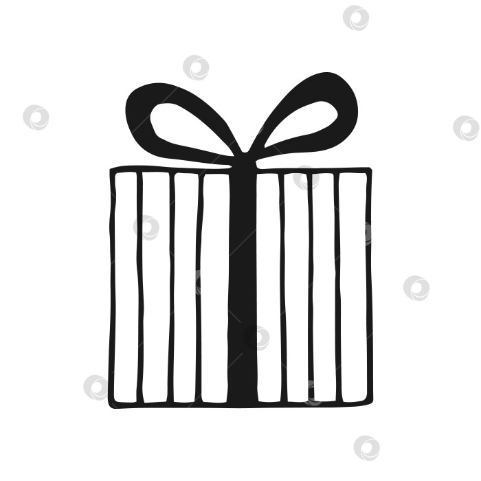 Скачать Подарочная коробка с разными бантиками. Векторная иллюстрация, нарисованная от руки. фотосток Ozero