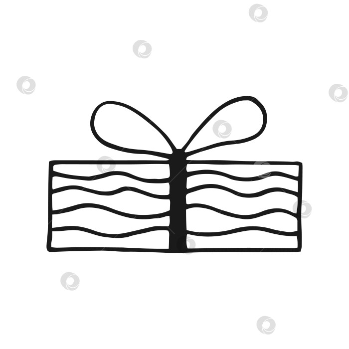 Скачать Подарочная коробка с разными бантиками. Векторная иллюстрация, нарисованная от руки. фотосток Ozero