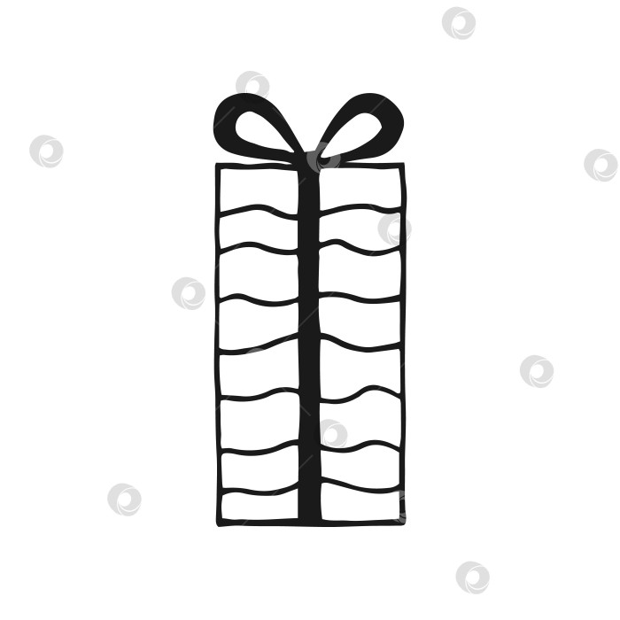 Скачать Подарочная коробка с разными бантиками. Векторная иллюстрация, нарисованная от руки. фотосток Ozero