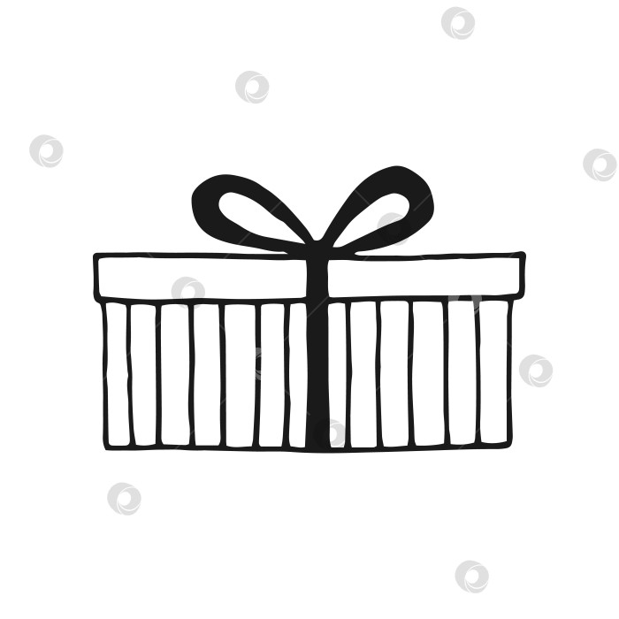 Скачать Подарочная коробка с разными бантиками. Векторная иллюстрация, нарисованная от руки. фотосток Ozero