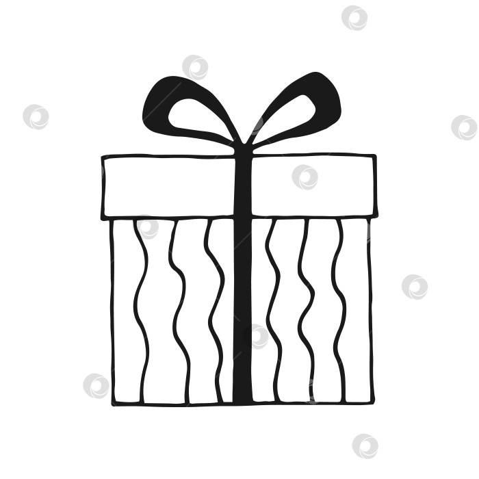 Скачать Подарочная коробка с разными бантиками. Векторная иллюстрация, нарисованная от руки. фотосток Ozero